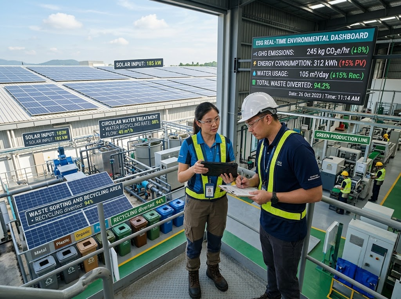 Báo cáo ESG trình bày dữ liệu môi trường, xã hội và quản trị