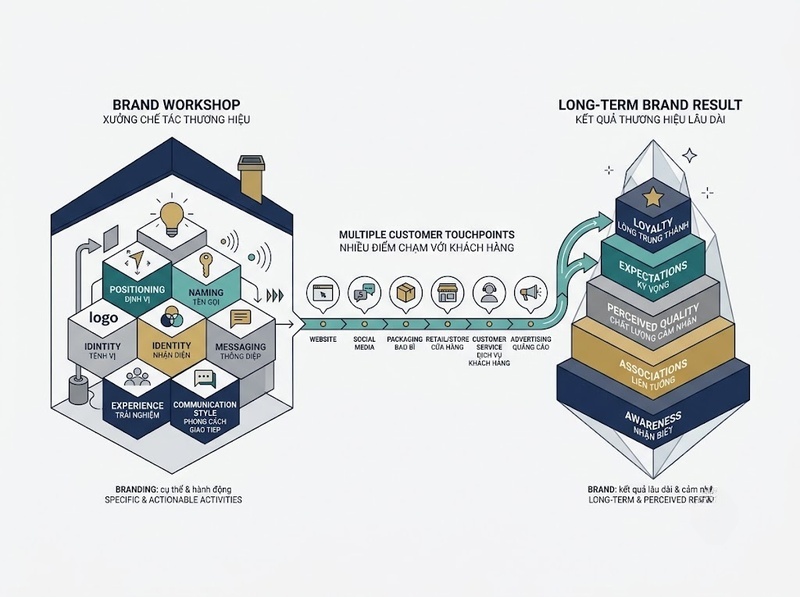 Branding và thương hiệu khác nhau ở quá trình và kết quả thế nào?