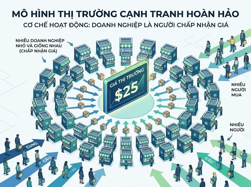 Hiểu cạnh tranh hoàn hảo qua điều kiện, giá và hành vi doanh nghiệp