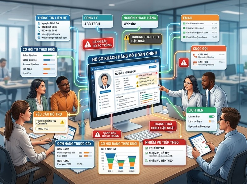 Hệ thống CRM quản lý khách hàng, bán hàng và hoạt động chăm sóc