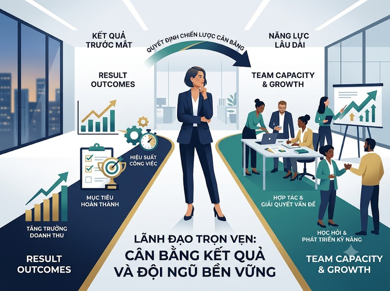 Đánh giá hiệu quả lãnh đạo qua kết quả, đội ngũ và năng lực thích ứng