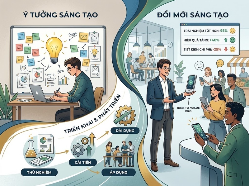 Hiểu đổi mới sáng tạo qua ý tưởng, triển khai và giá trị mới