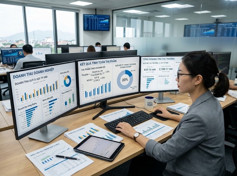 Dữ liệu tính thị phần gồm doanh số, sản lượng và quy mô thị trường