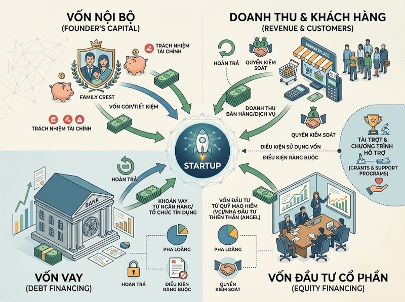 Gọi vốn startup từ nhà sáng lập, nhà đầu tư đến quỹ đầu tư
