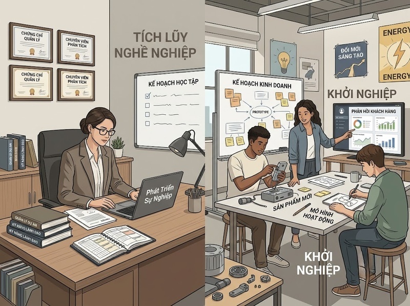 Khởi nghiệp và lập nghiệp khác nhau về mục tiêu, rủi ro và cách phát triển