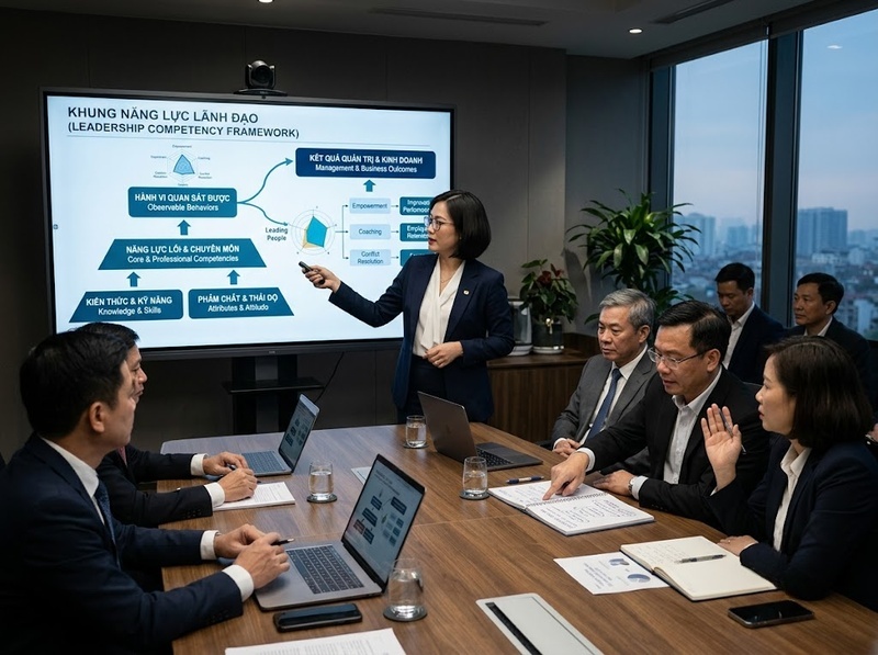 Khung năng lực lãnh đạo xác định tiêu chuẩn, hành vi và cấp độ thành thạo