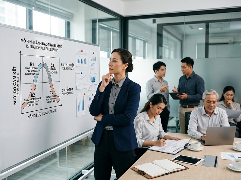 Lãnh đạo tình huống điều chỉnh cách dẫn dắt theo năng lực nhân viên