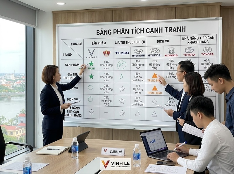 Ma trận cạnh tranh giúp so sánh đối thủ theo các tiêu chí trọng yếu