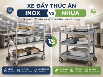 Xe đẩy thức ăn inox hay nhựa tốt hơn?